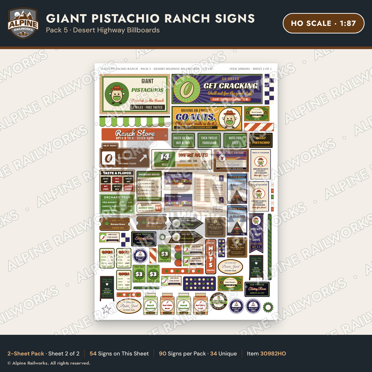 Alpine Railworks 30982HO HO Scale Roadside Signs - Giant Pistachio