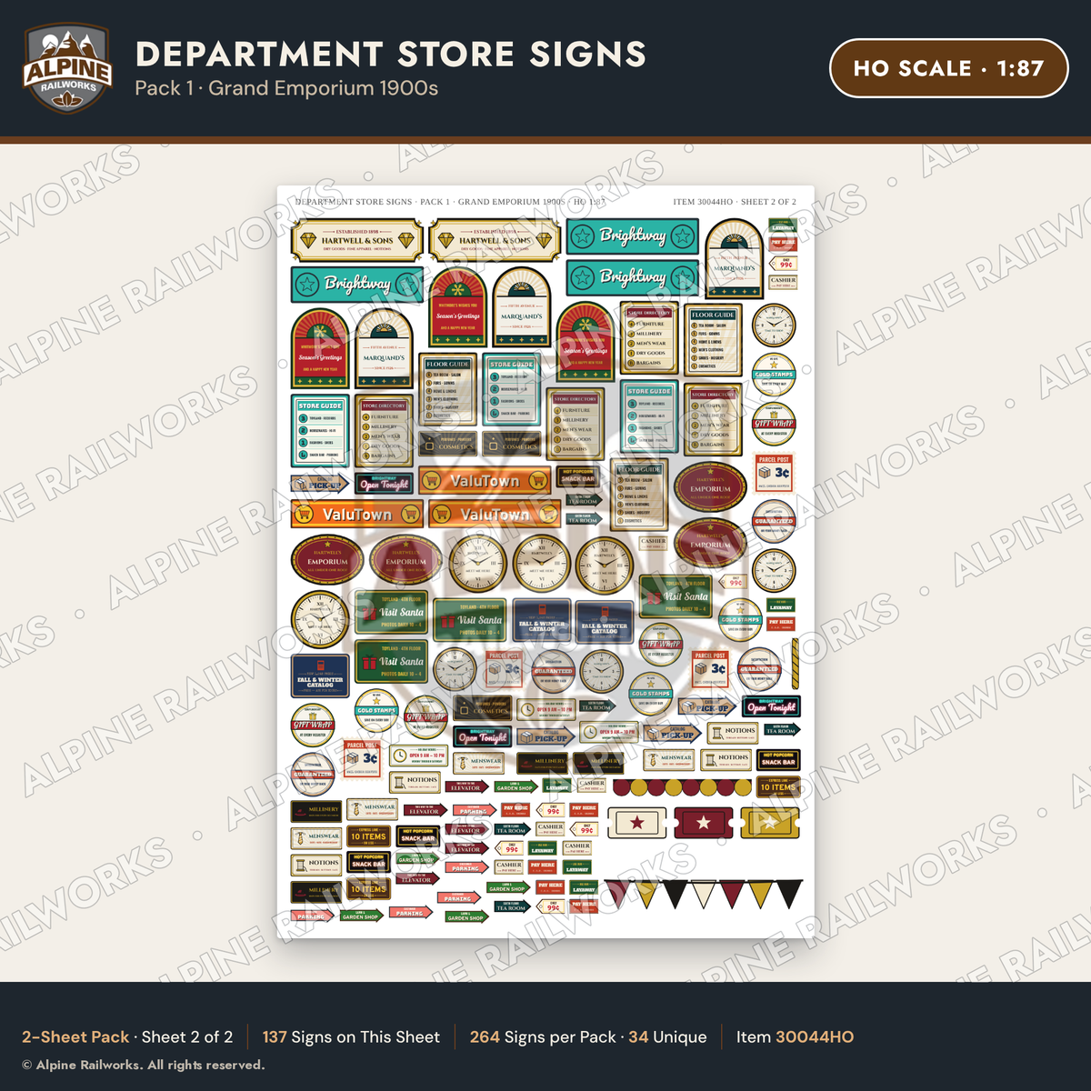 Alpine Railworks 30044HO HO Scale Department Store Signs