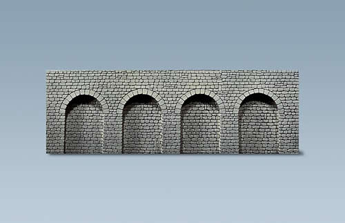 Faller 170838 HO Scale Arcades - Natural Stone w/Round Arch (gray)
