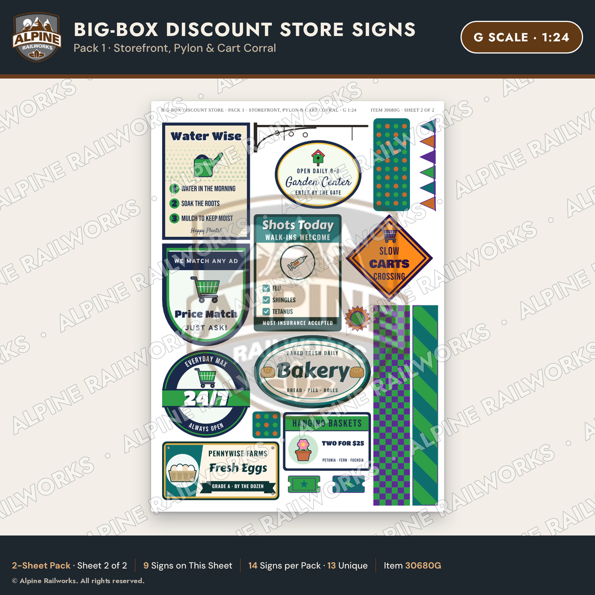 Alpine Railworks 30680G G Scale Big-Box Discount Store Signs