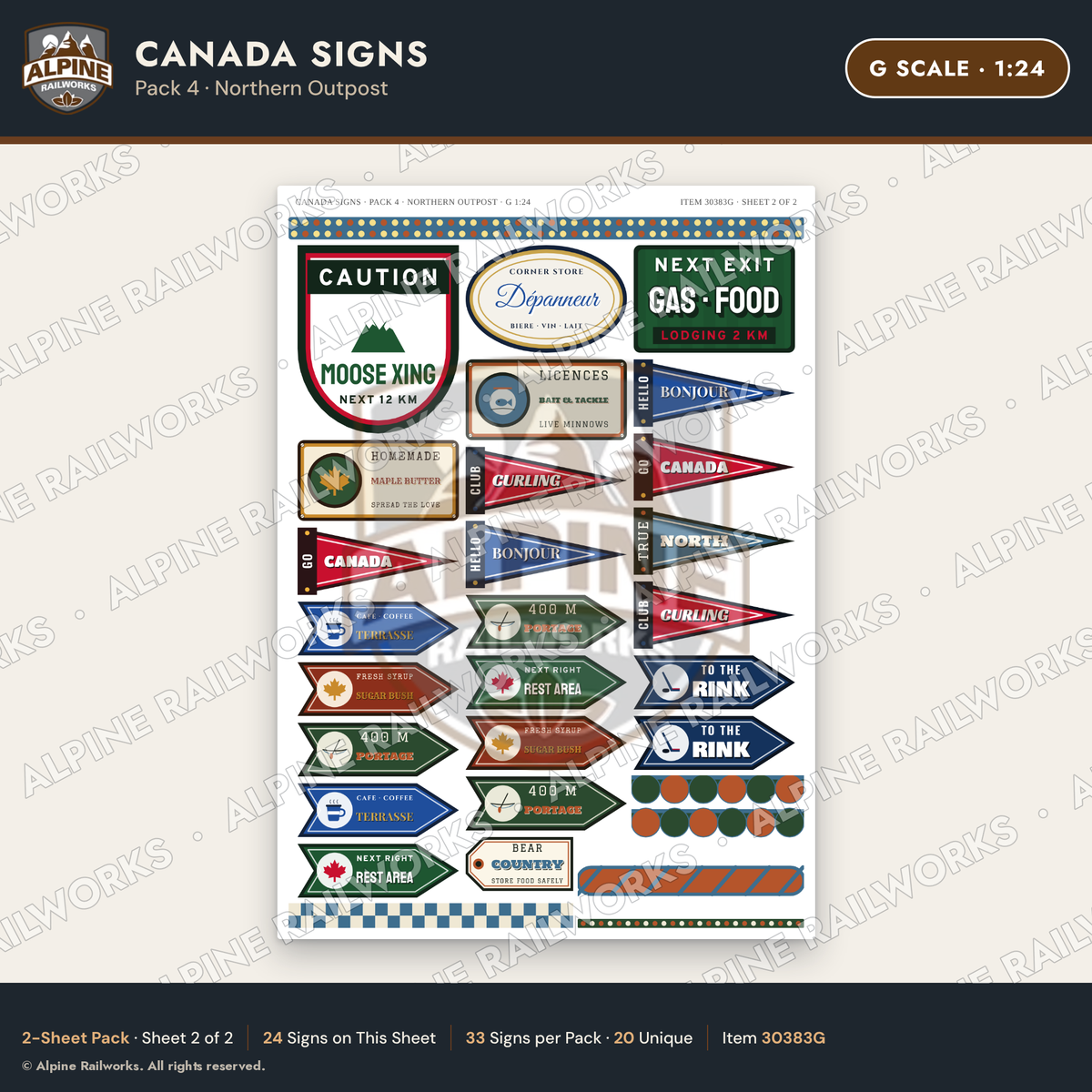 Alpine Railworks 30383G G Scale Canada Signs - Northern Outpost