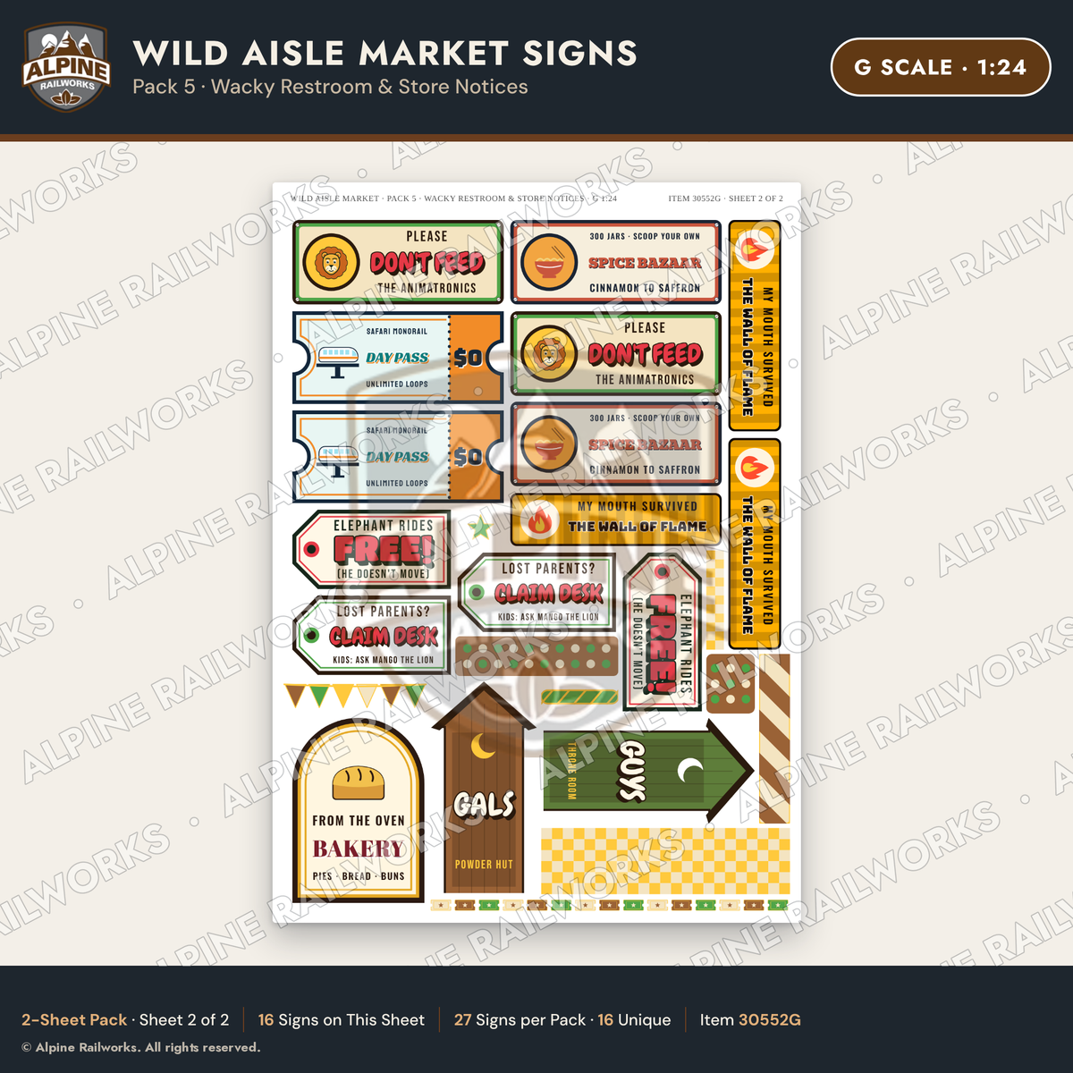 Alpine Railworks 30552G G Scale Roadside Signs - Jungle Grocery Store