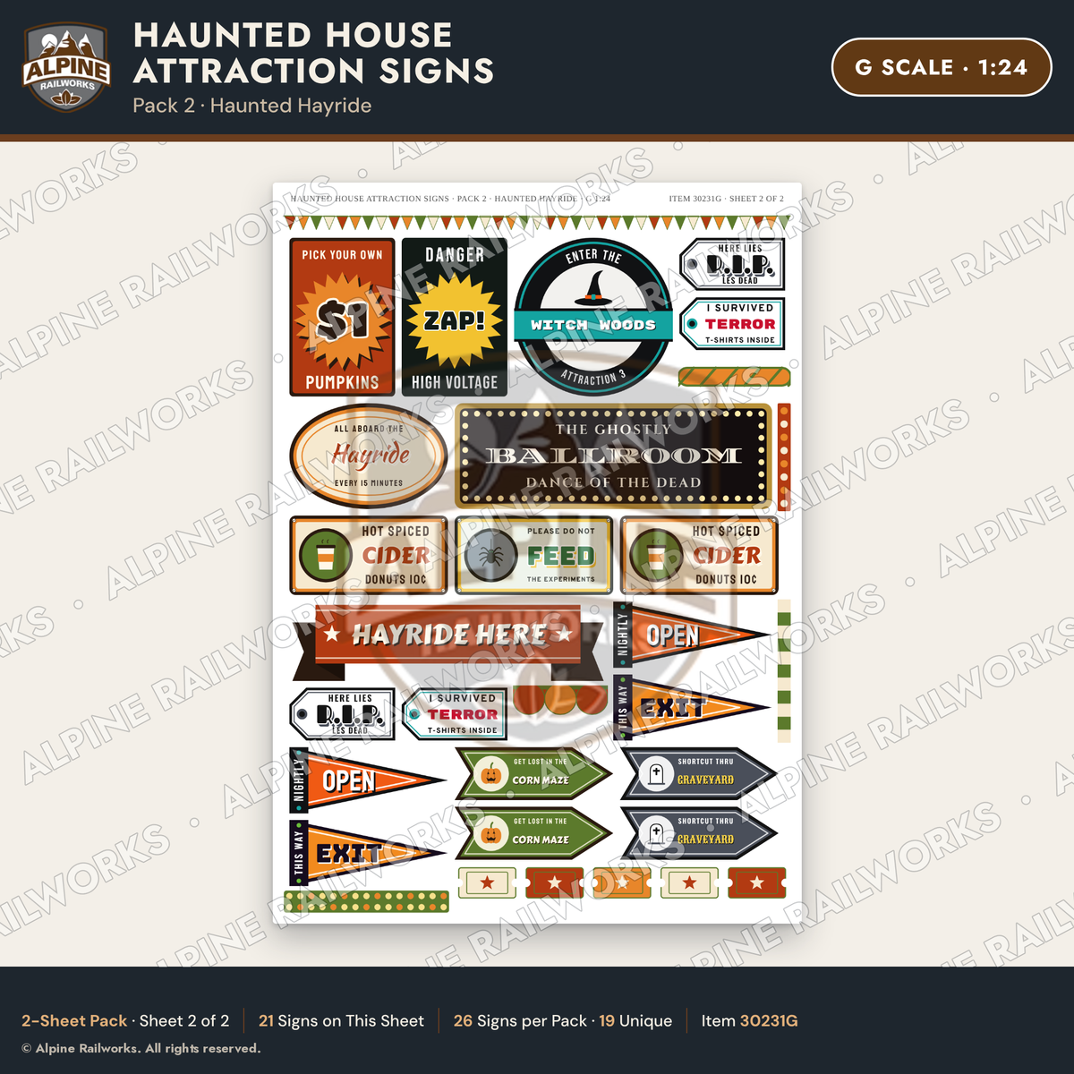 Alpine Railworks 30231G G Scale Haunted House Attraction Signs