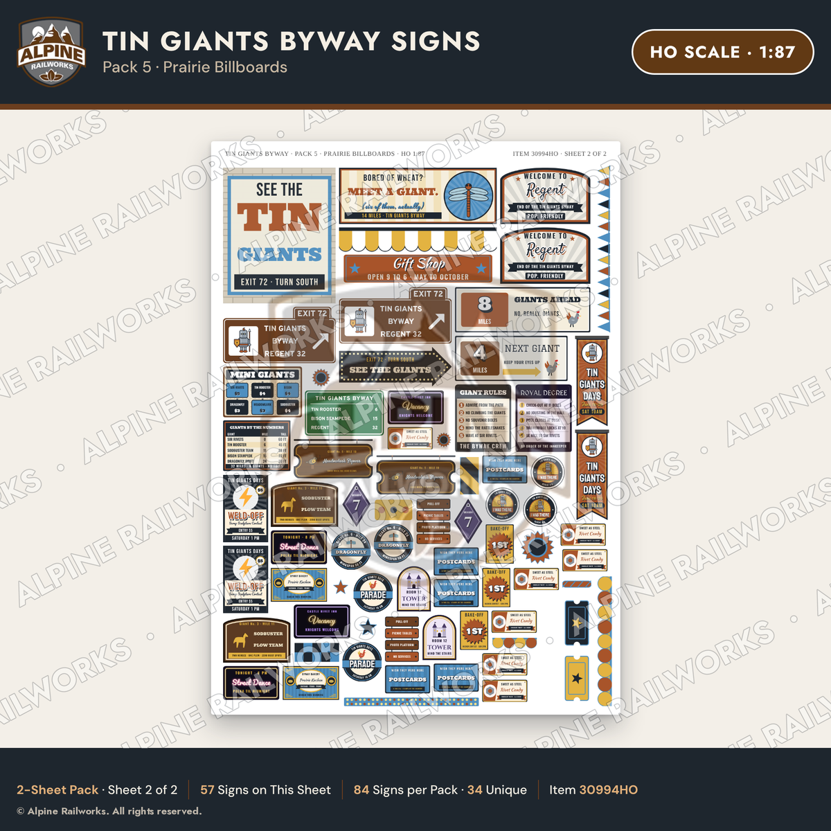 Alpine Railworks 30994HO HO Scale Roadside Signs - Scrap Metal Giants