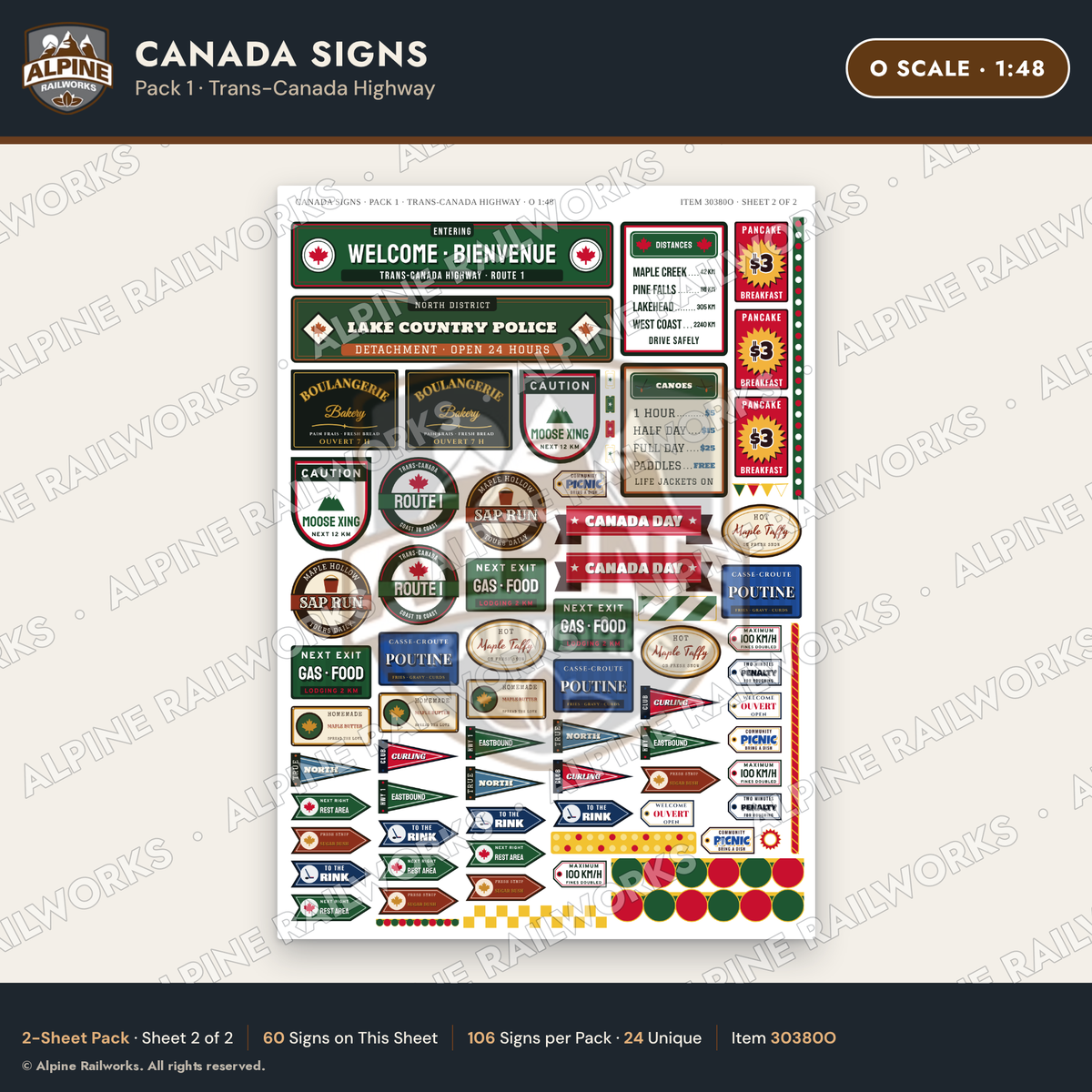 Alpine Railworks 30380O O Scale Canada Signs - Trans-Canada Highway