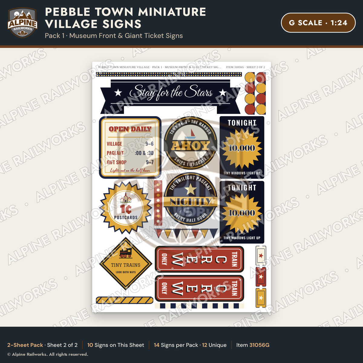 Alpine Railworks 31056G G Scale Roadside Signs - Miniature Village