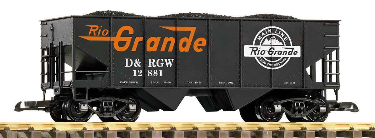Piko 38959 G Scale D&RGW Rib-Side Hopper 12881 w/Coal Load