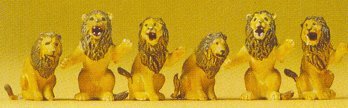 Preiser 20381 HO Scale Animals -- Performing Lions - Seated pkg(6)