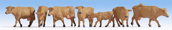 Noch 15727 HO Scale Cows -- Brown pkg(7)
