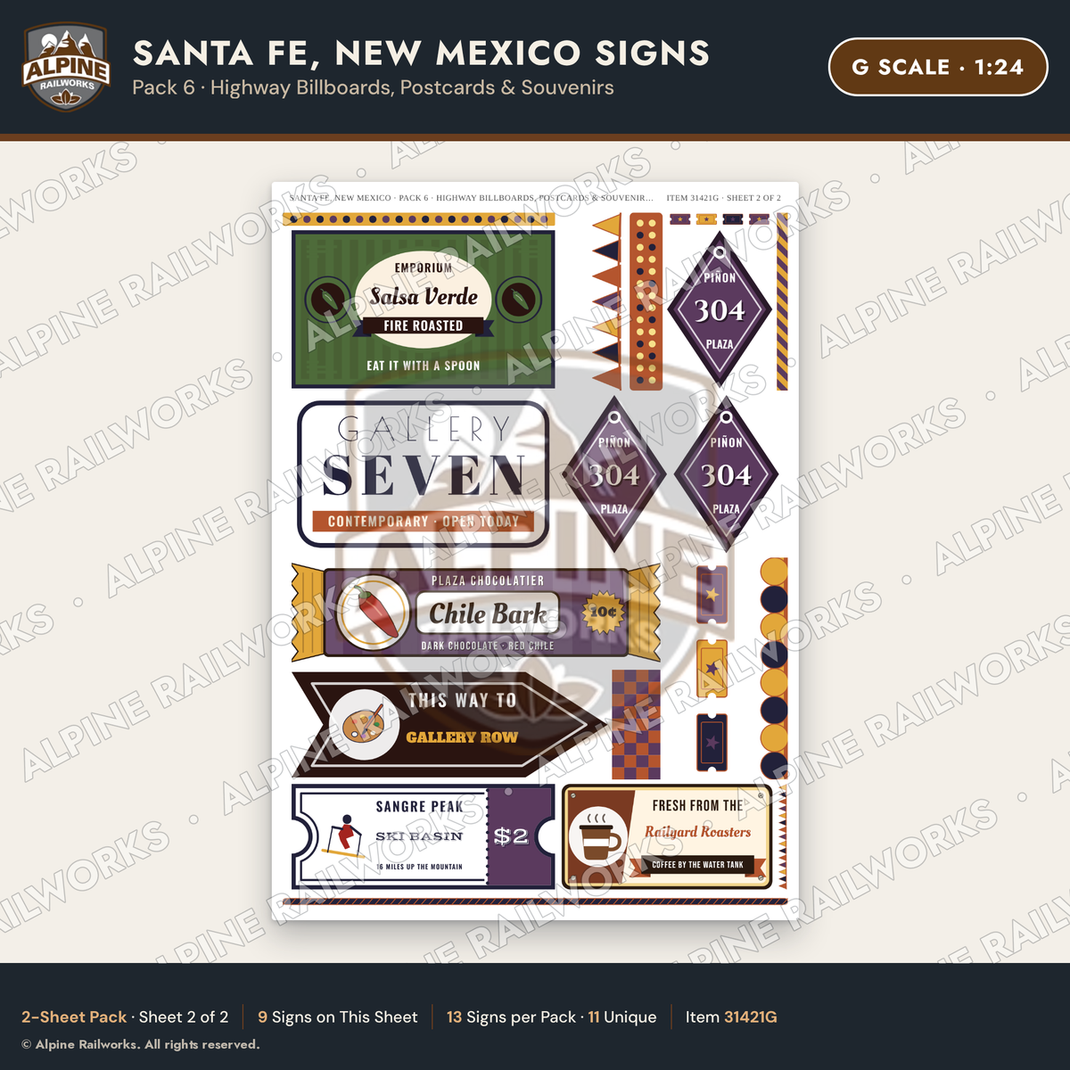 Alpine Railworks 31421G G Scale Santa Fe NM Signs - Billboards