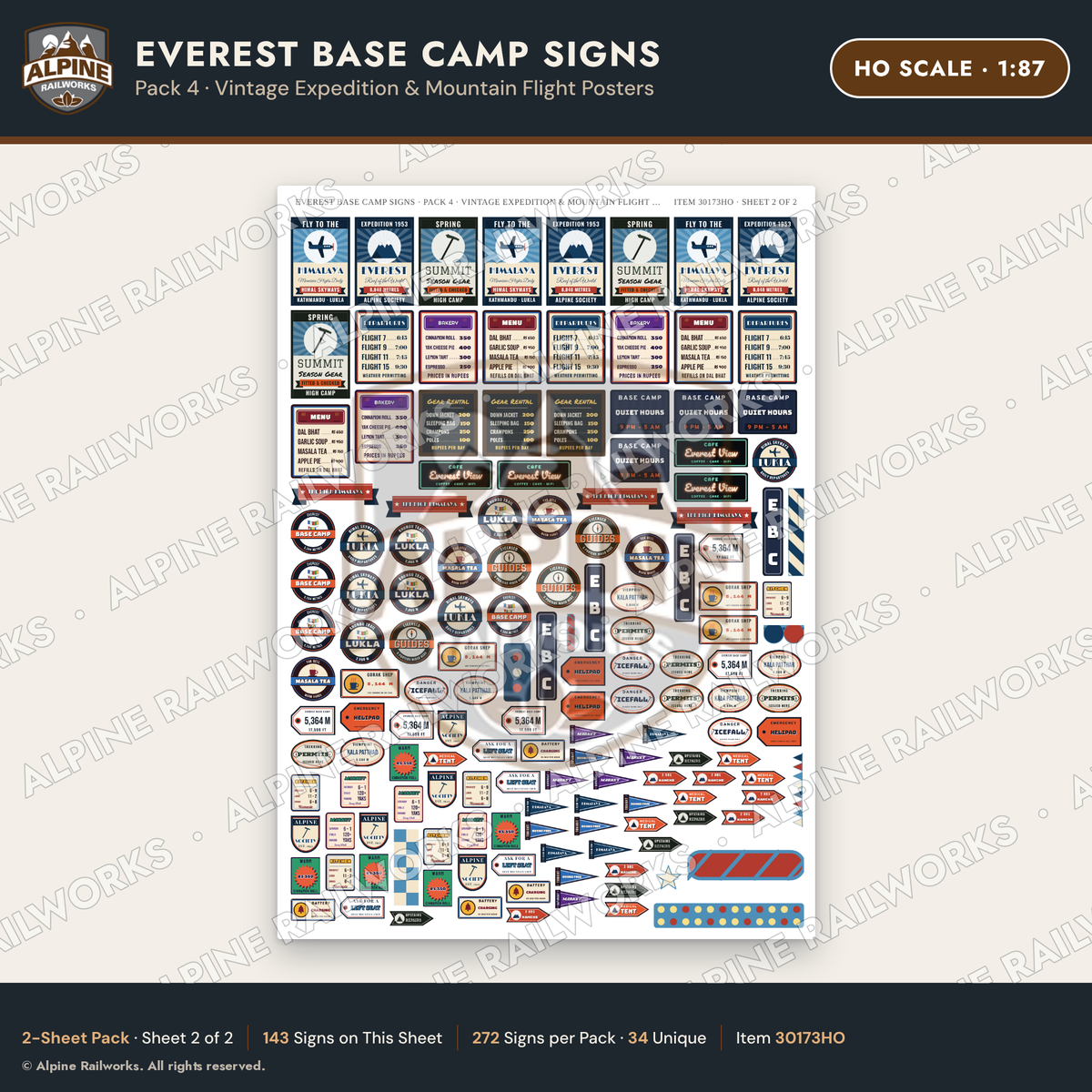 Alpine Railworks 30173HO HO Scale Everest Base Camp Signs - Expedition