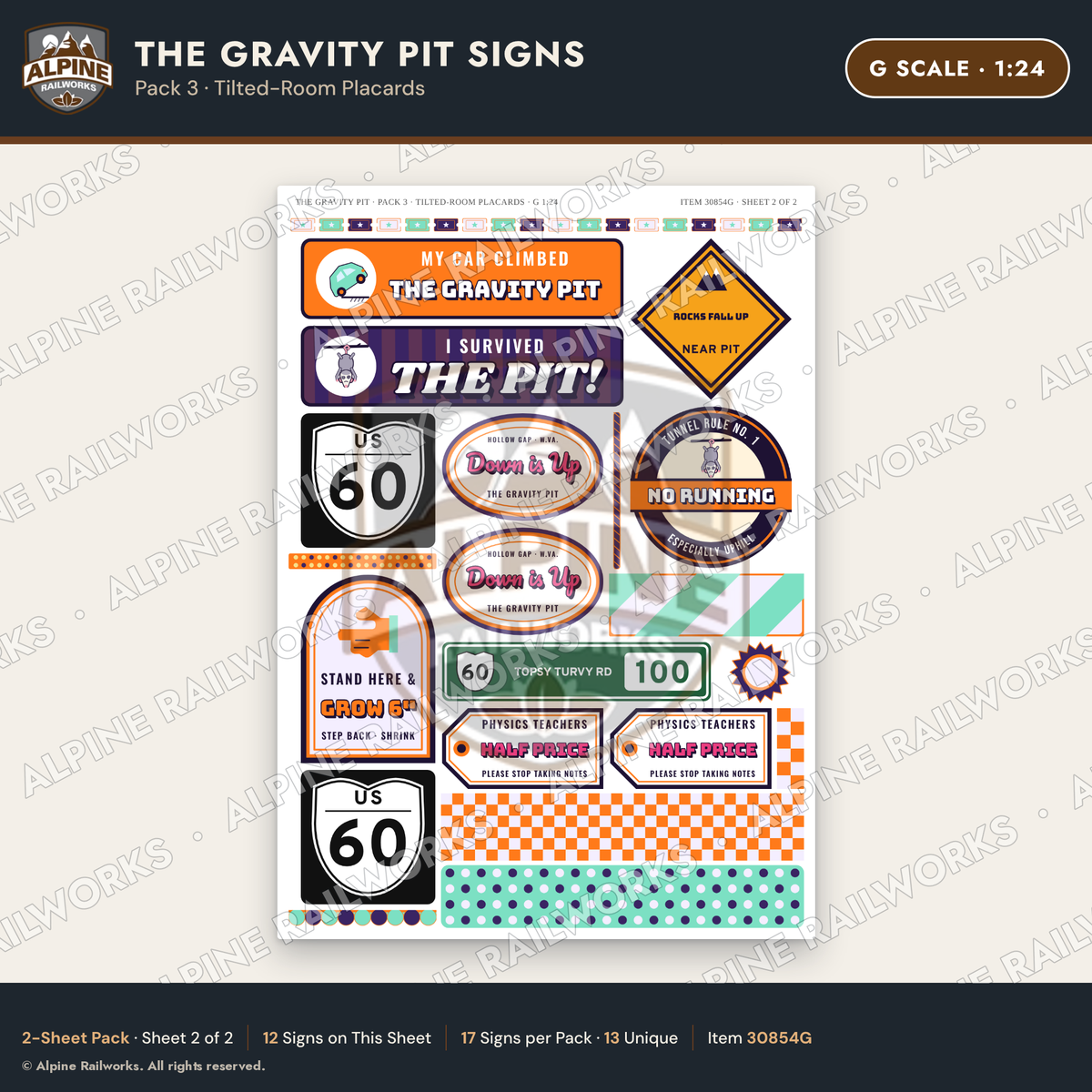 Alpine Railworks 30854G G Scale Roadside Signs - Mystery Hole
