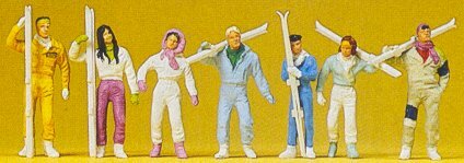 Preiser 10316 HO Scale Recreation & Sports -- Skiers pkg(7)