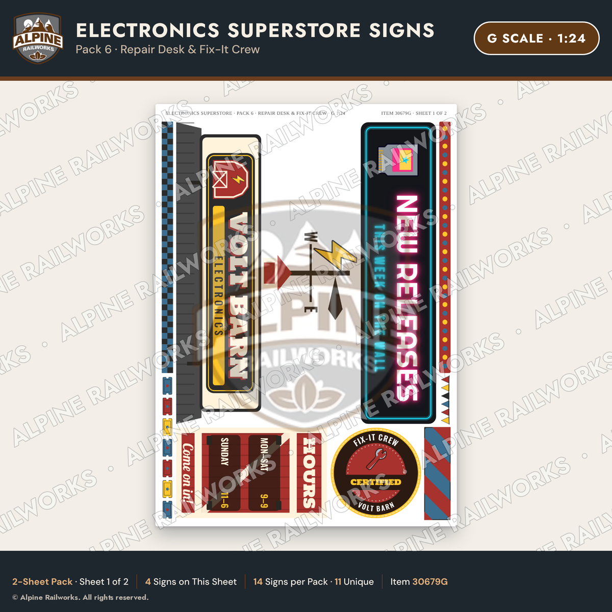 Alpine Railworks 30679G G Scale Electronics Superstore Signs
