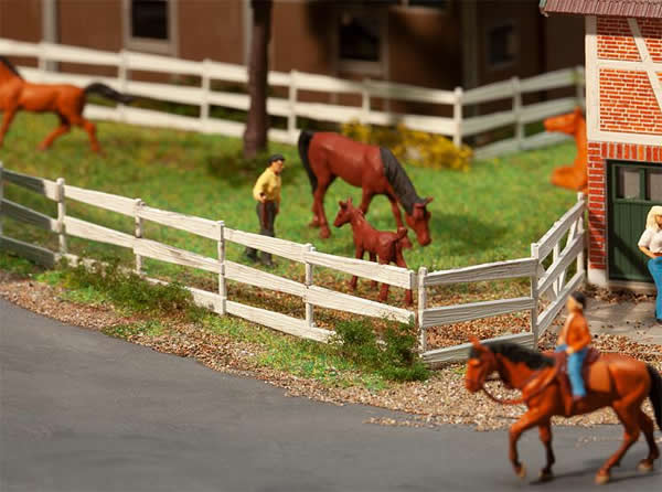 Faller 180416 HO Scale Paddock Fence -- Kit - 52-13/16" 134.1cm total (white)