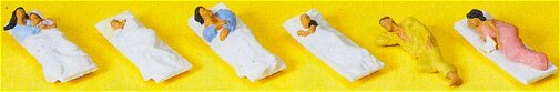 Preiser 10300 HO Scale Passengers -- Sleeping pkg(6)