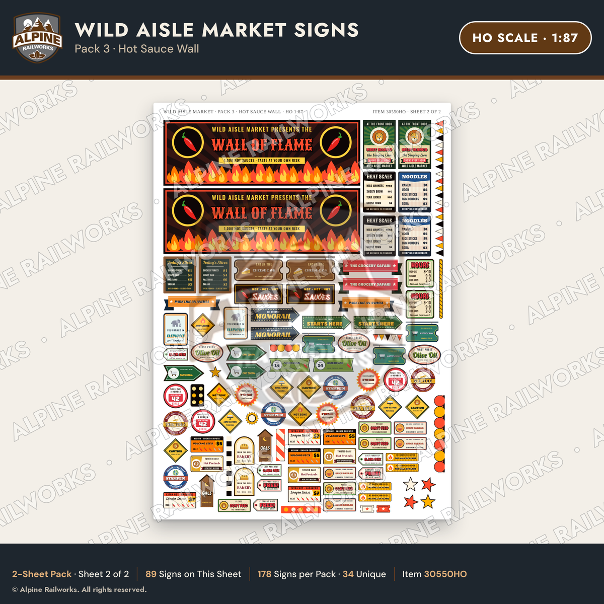 Alpine Railworks 30550HO HO Scale Roadside Signs - Jungle Grocery