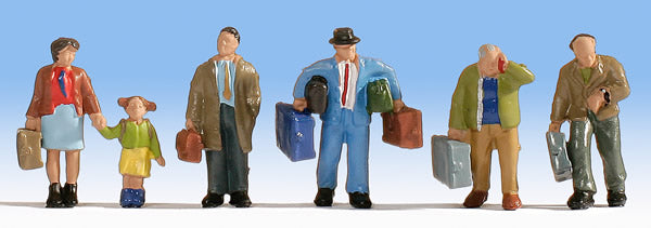 Noch 15224 HO Scale Travelers w/Luggage -- Set #2 pkg(6)