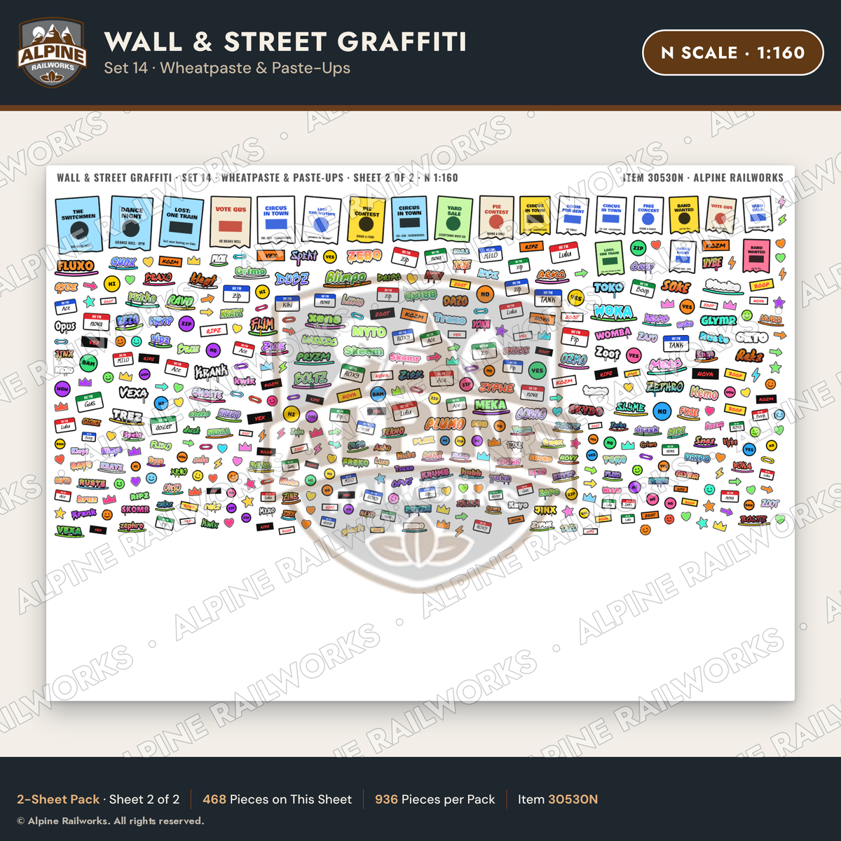 Alpine Railworks 30530N N Scale Wall & Street Graffiti Cut-Outs