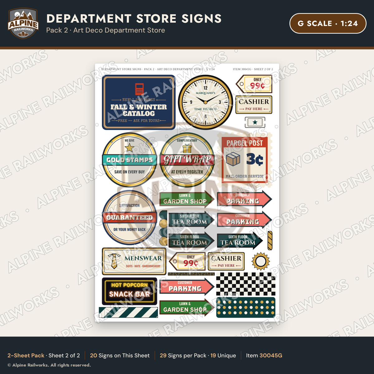 Alpine Railworks 30045G G Scale Department Store Signs
