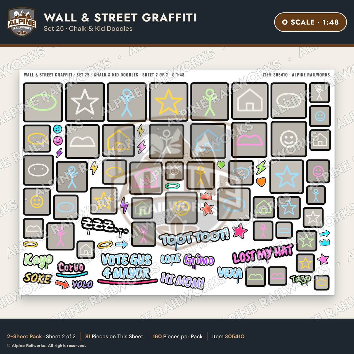 Alpine Railworks 30541O O Scale Wall & Street Graffiti Cut-Outs