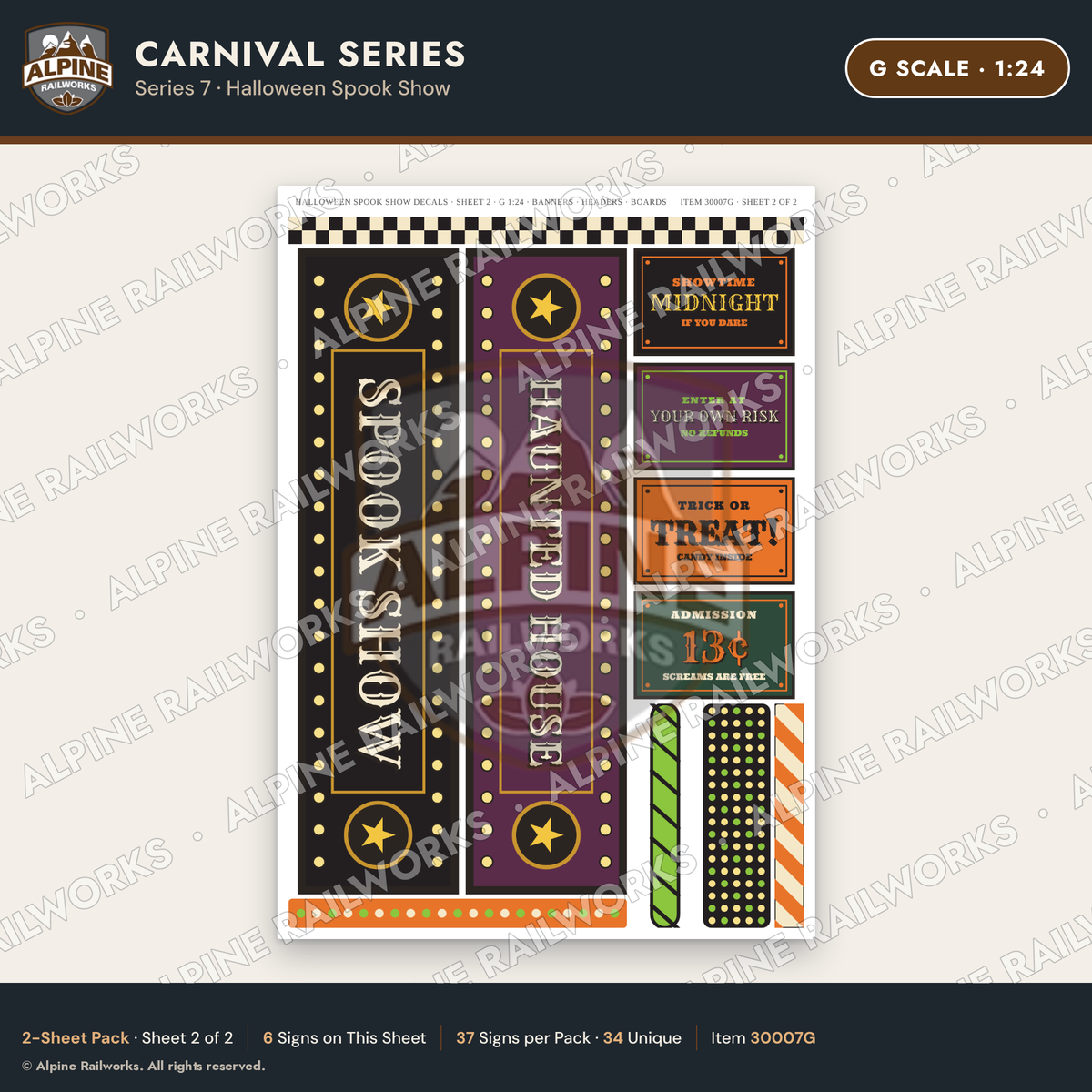 Alpine Railworks 30007G G Scale Carnival Signs - Halloween Spook Show