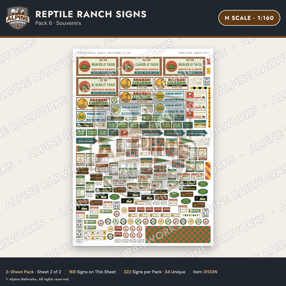 Alpine Railworks 31133N N Scale Roadside Signs - Reptile Zoo