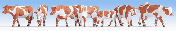 Noch 15726 HO Scale Cows -- Brown, White pkg(7)