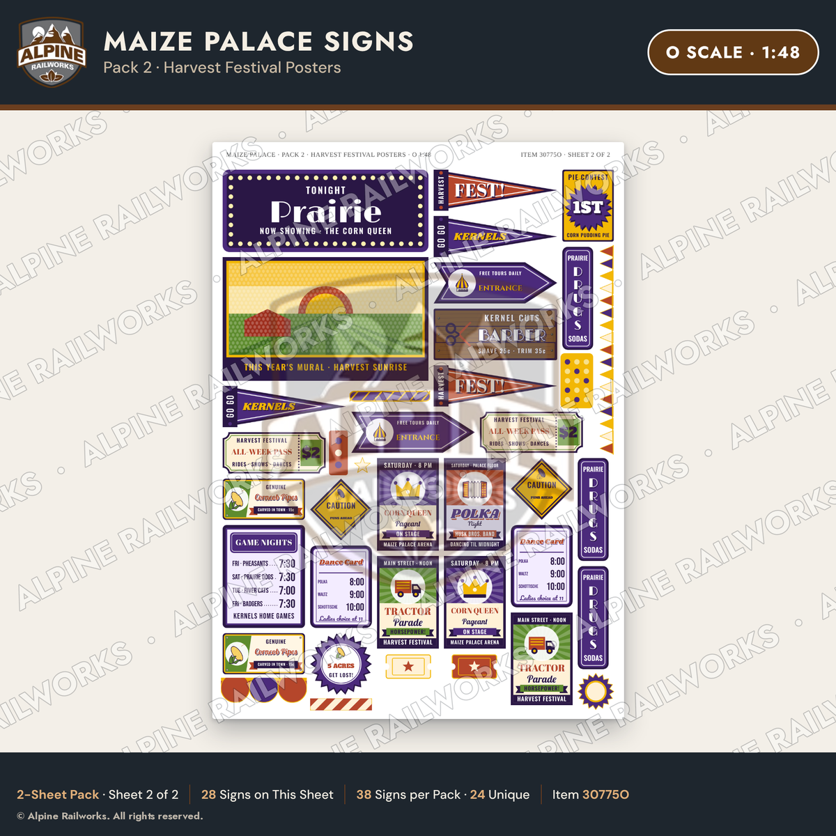 Alpine Railworks 30775O O Scale Roadside Signs - Corn Palace