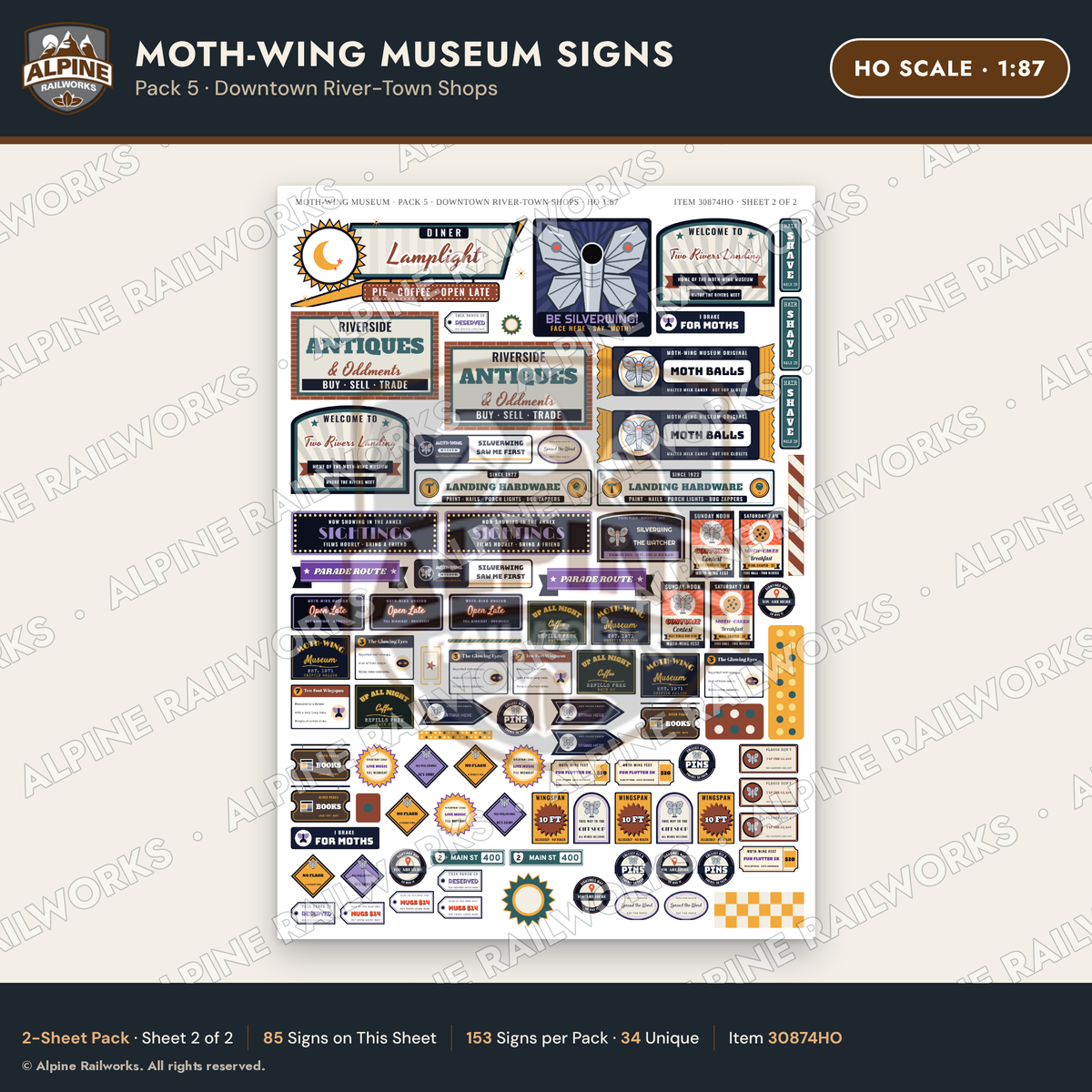Alpine Railworks 30874HO HO Scale Roadside Signs - Mothman Museum