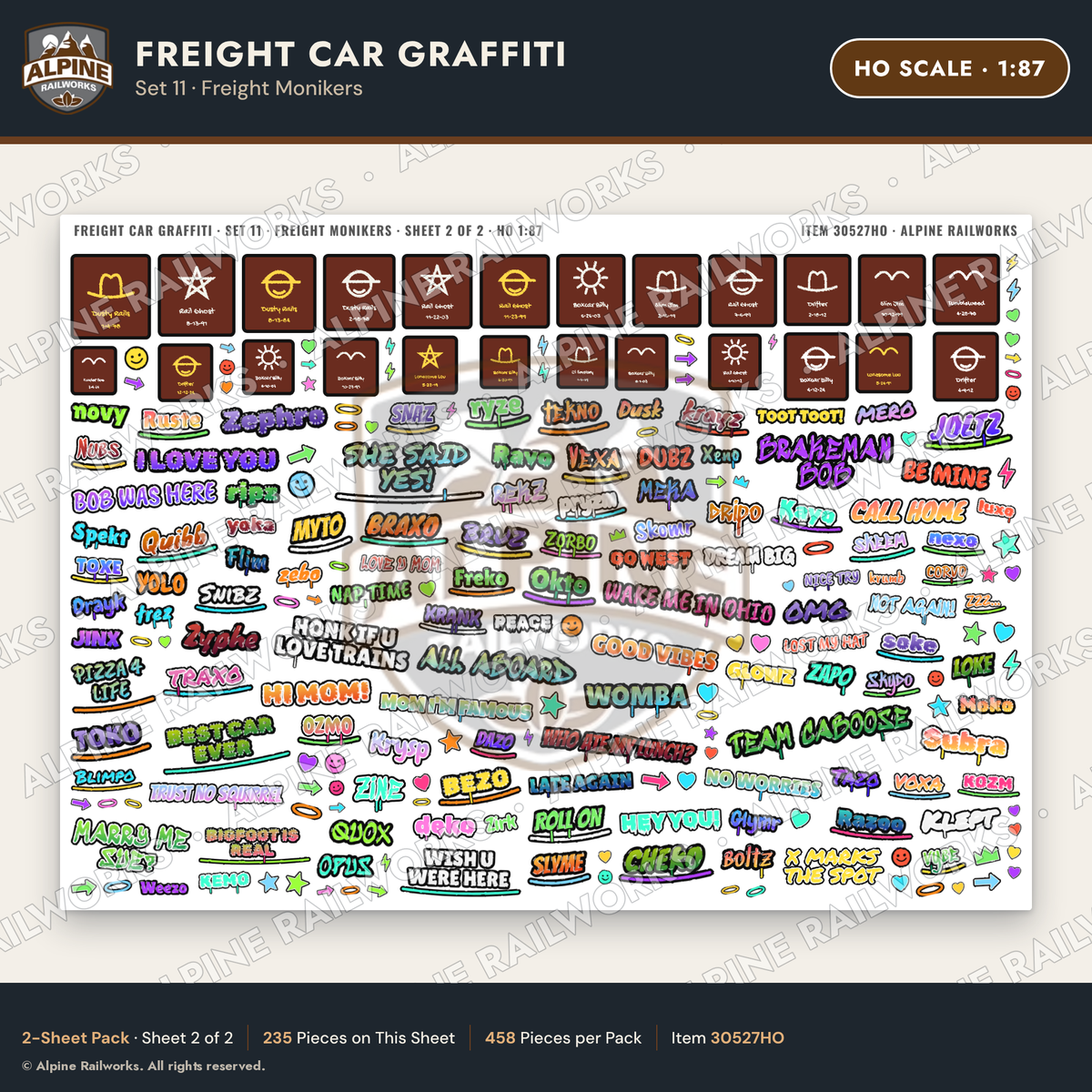 Alpine Railworks 30527HO HO Scale Freight Car Graffiti Cut-Outs