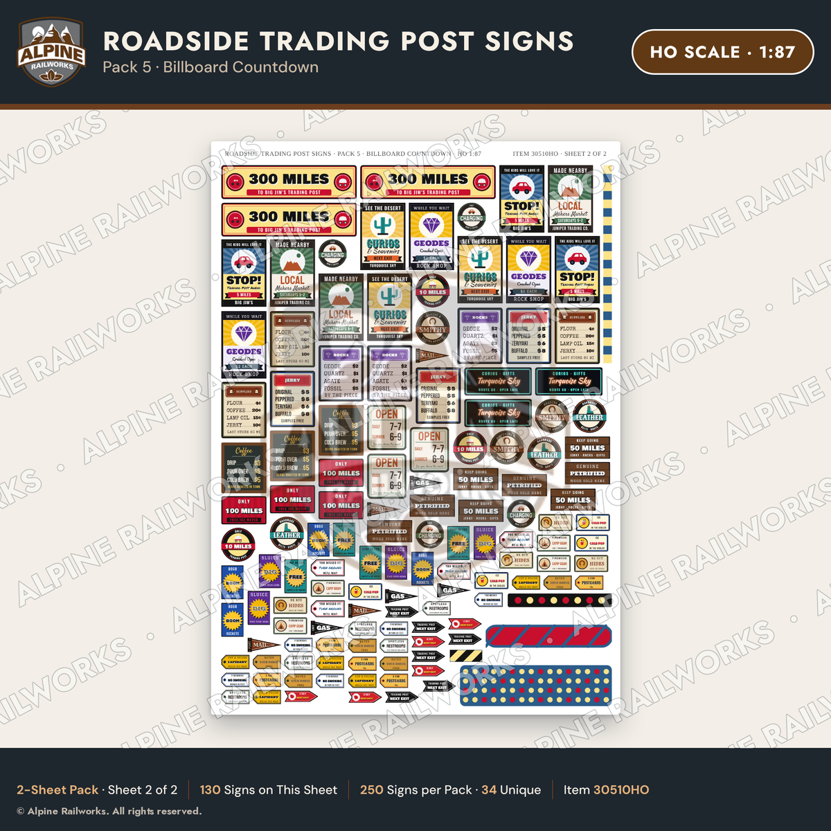 Alpine Railworks 30510HO HO Scale Roadside Trading Post Signs