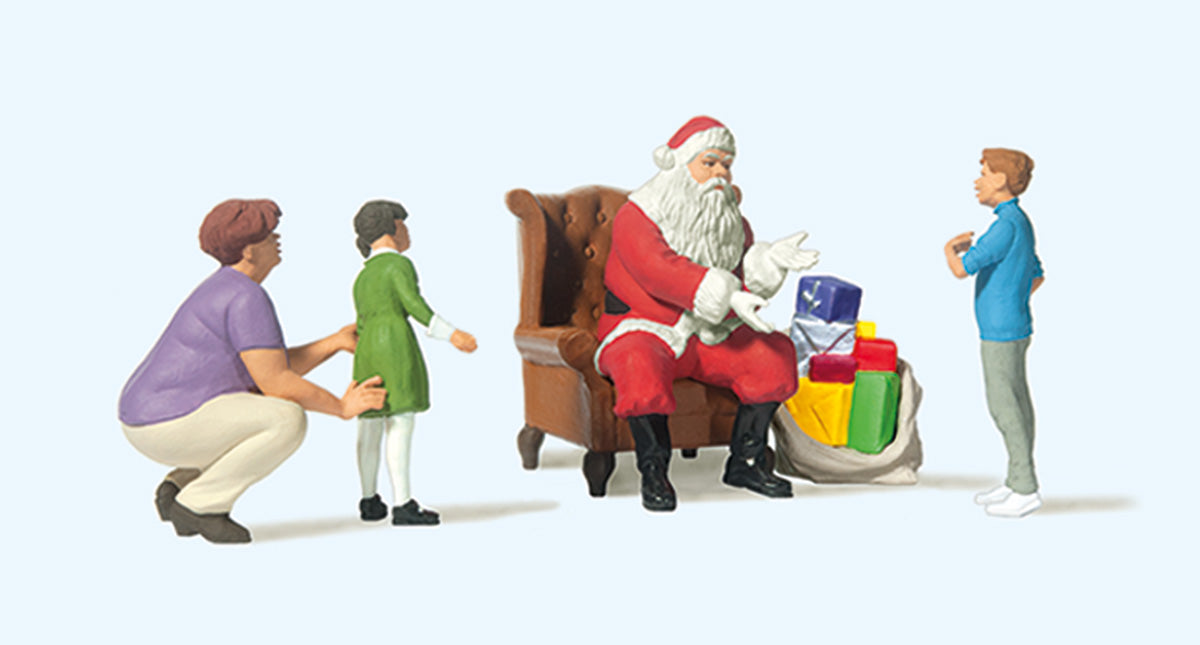 Preiser 10763 HO Scale Santa in Chair with Mother & Children