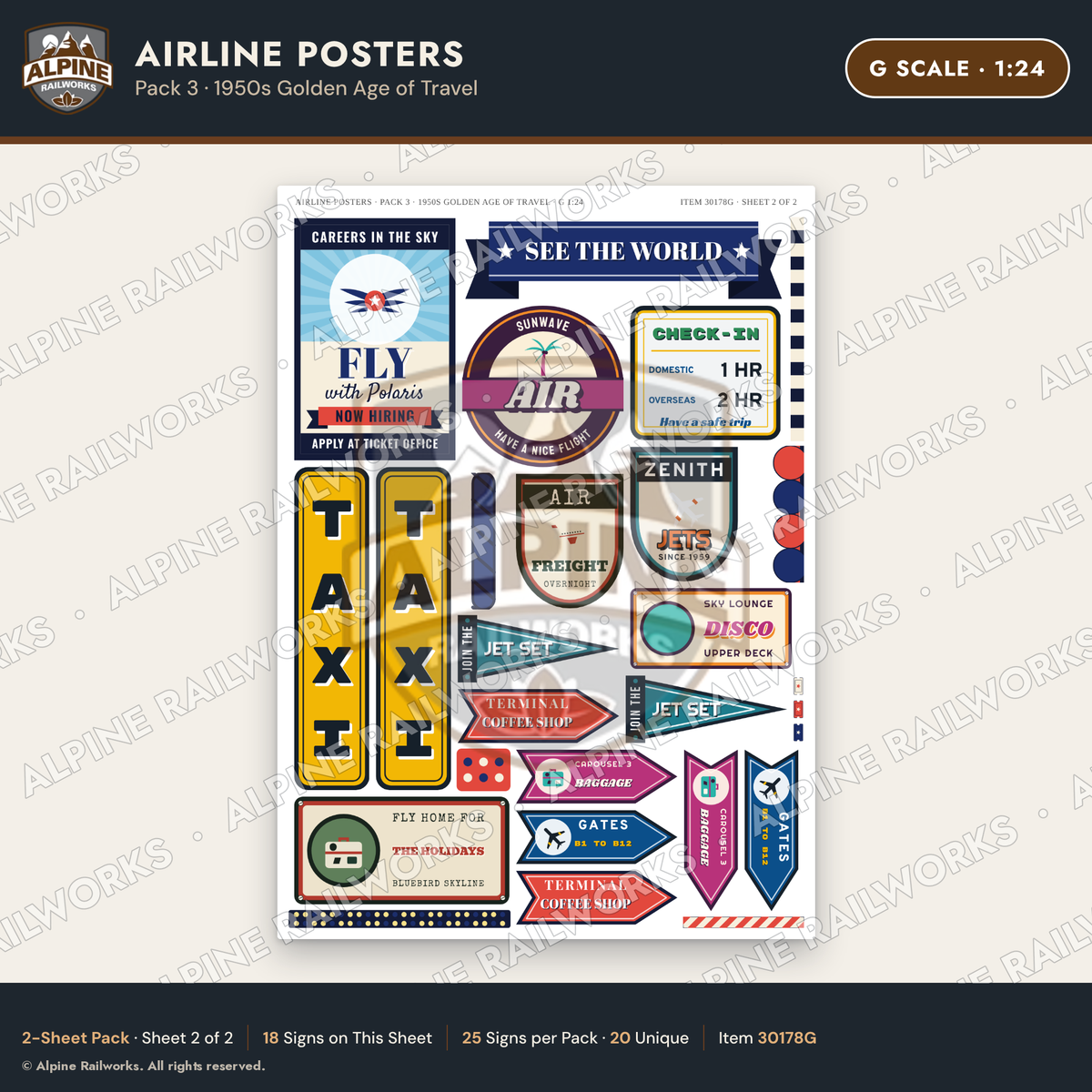 Alpine Railworks 30178G G Scale Airline Posters - Golden Age of Travel