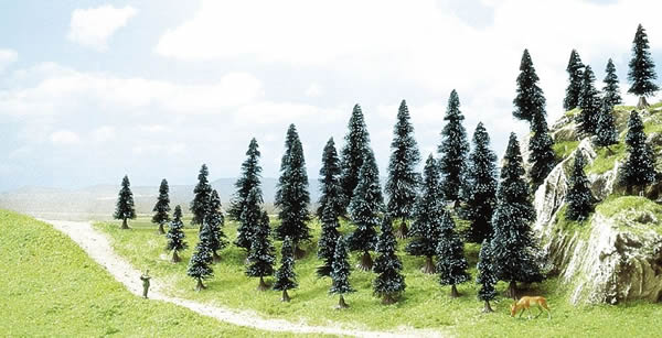 Busch 6492 HO Scale Spruce Tree Assortment -- 2 to 4-5/16" 5 to 11cm pkg(35)