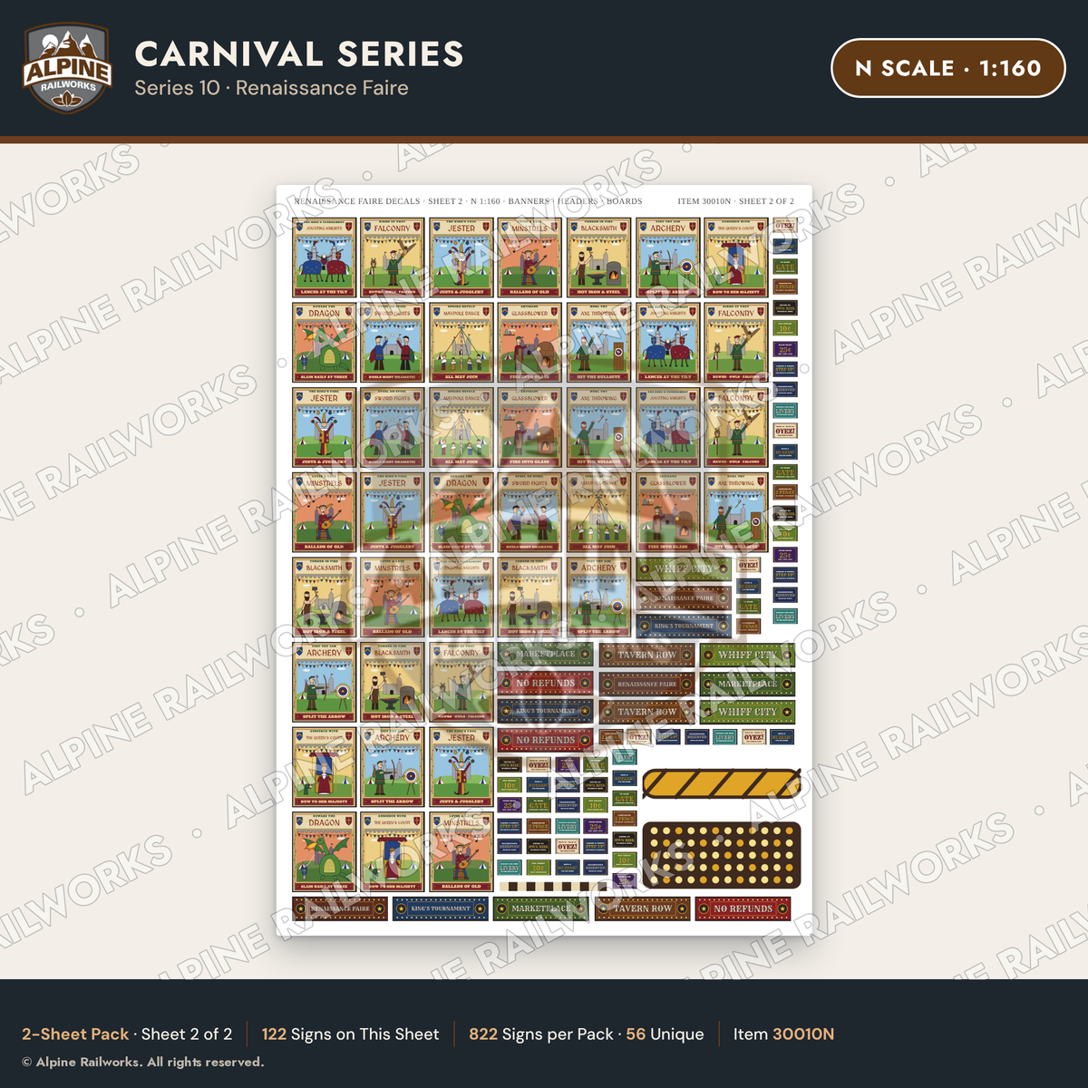 Alpine Railworks 30010N N Scale Carnival Signs - Renaissance Faire