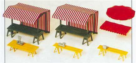 Preiser 17500 HO Scale Market Stalls & Sunshades