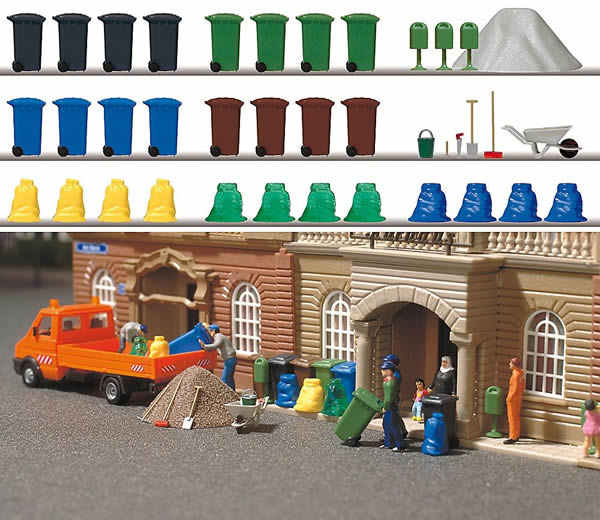 Busch 1136 HO Scale Garbage & Trash Set