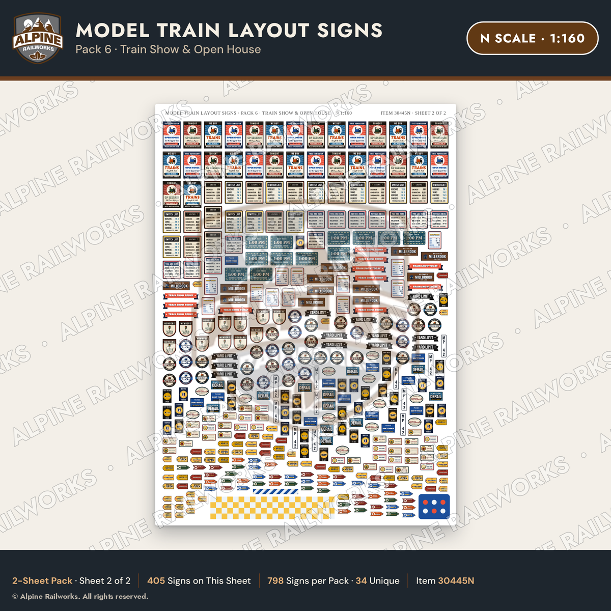 Alpine Railworks 30445N N Scale Model Train Layout Signs - Train Show
