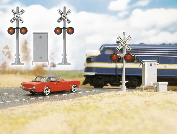 Busch 5934 HO Scale United States-Style Crossing Signal -- 2 Signals & Relay Box