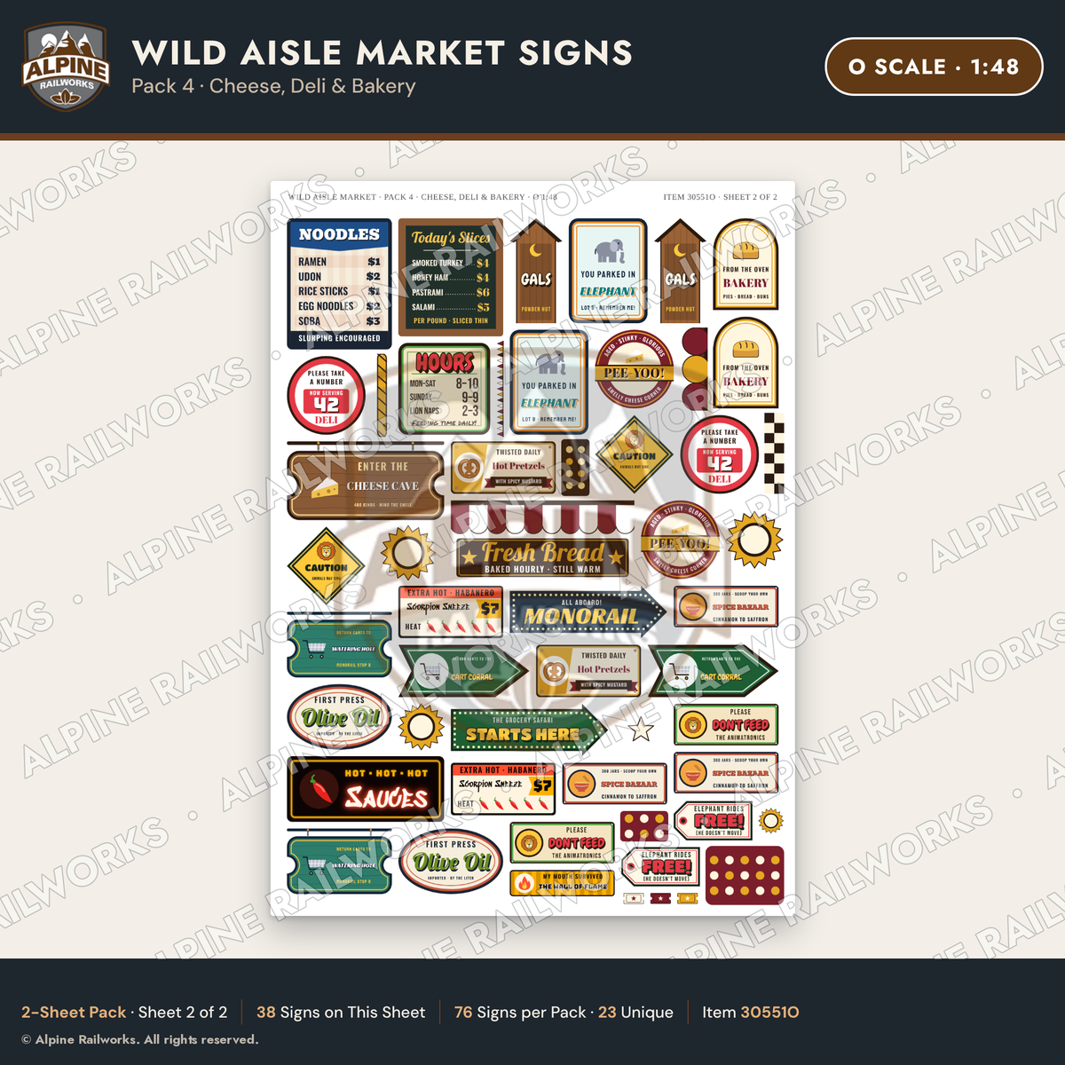 Alpine Railworks 30551O O Scale Roadside Signs - Jungle Grocery Store