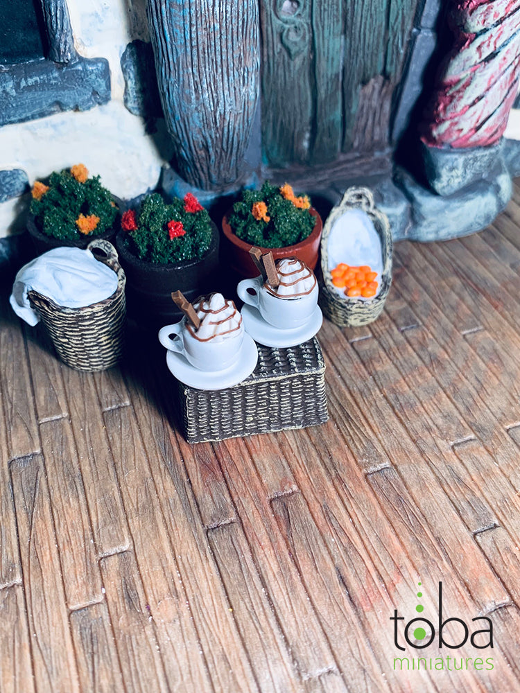 Toba Miniatures 1126 1/12 Scale Cookie Sticks Lattes with Saucers (2)