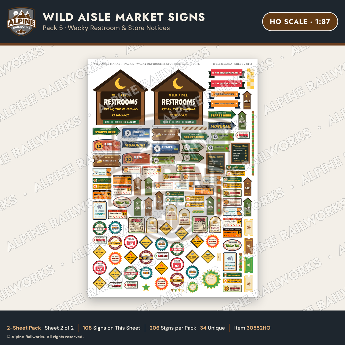 Alpine Railworks 30552HO HO Scale Roadside Signs - Jungle Grocery