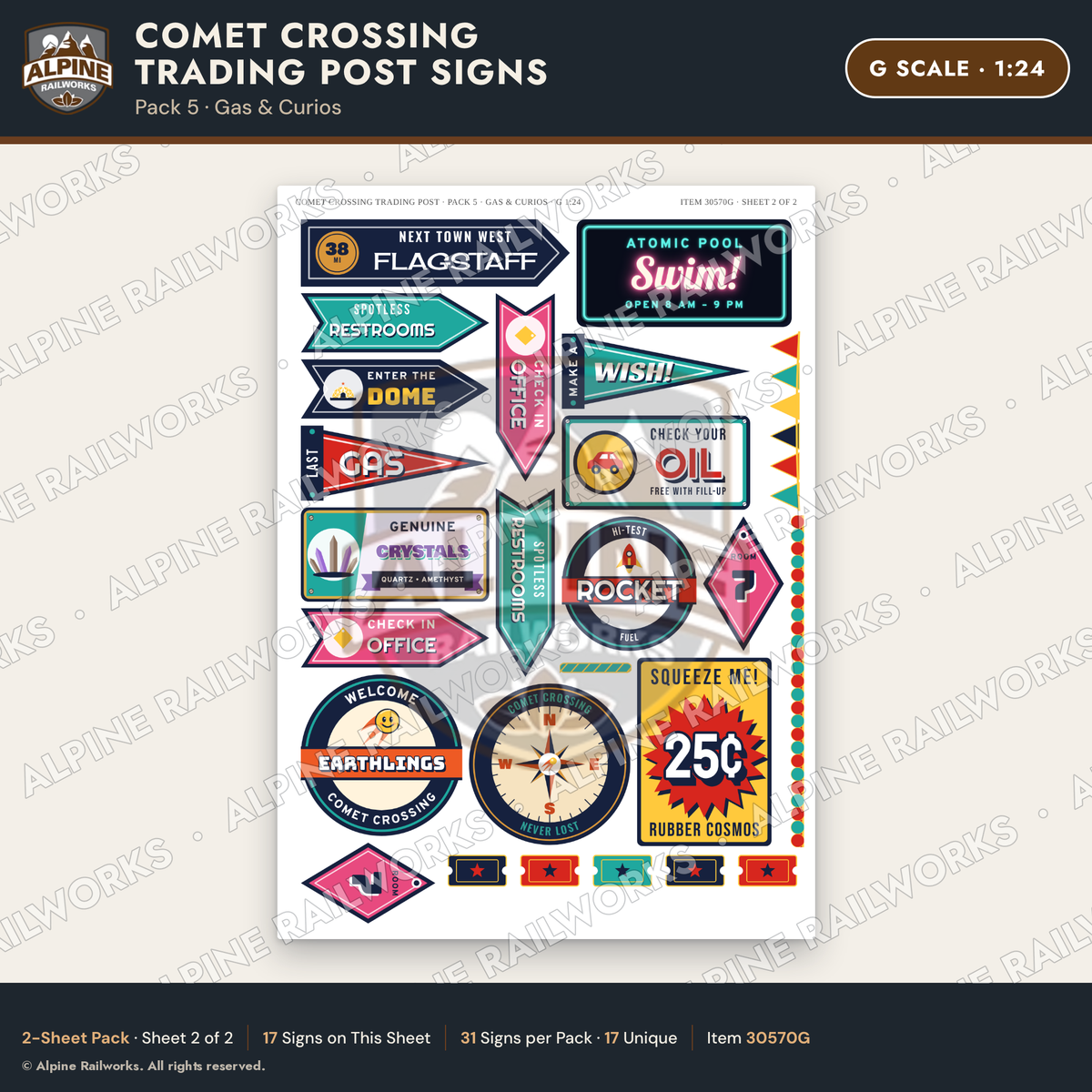 Alpine Railworks 30570G G Scale Roadside Signs - Meteor Trading Post