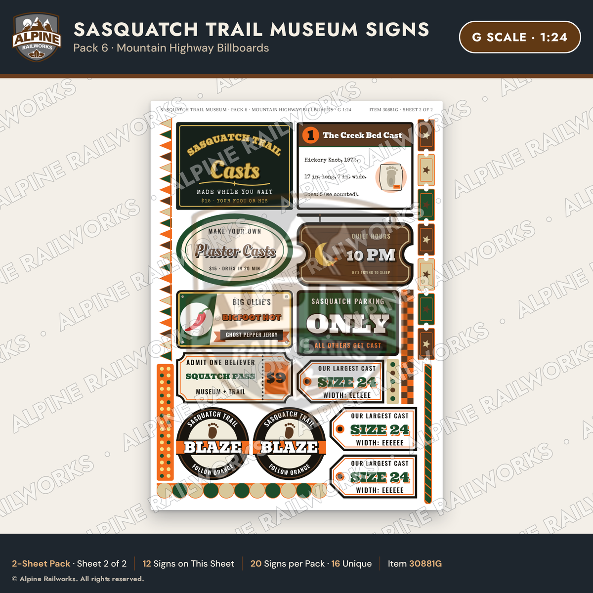 Alpine Railworks 30881G G Scale Roadside Signs - Bigfoot Museum
