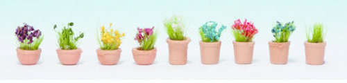 Noch 14084 N Scale Ornamental Plants in Flower Pots #3 -- pkg(9)