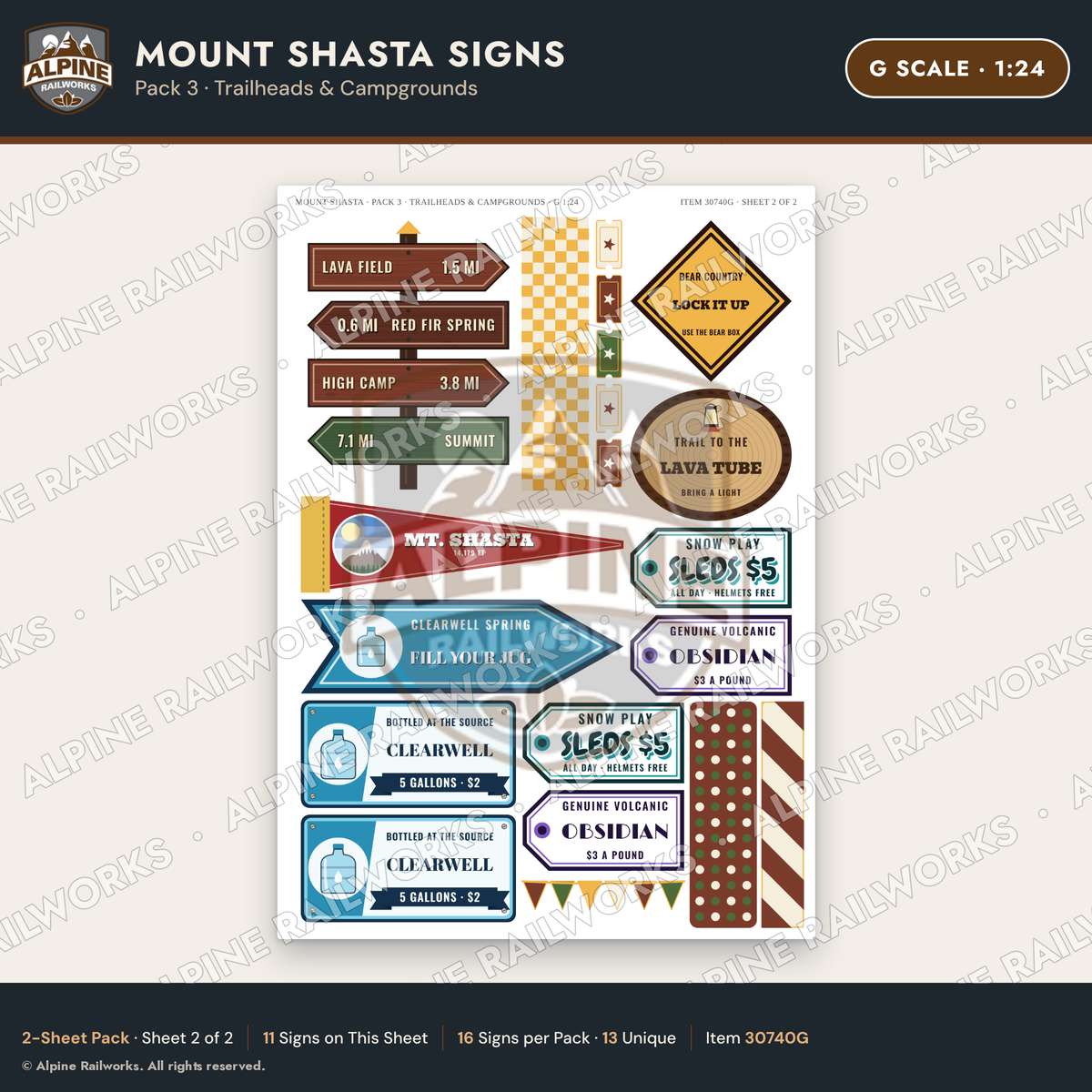 Alpine Railworks 30740G G Scale Tourist Signs - Mount Shasta