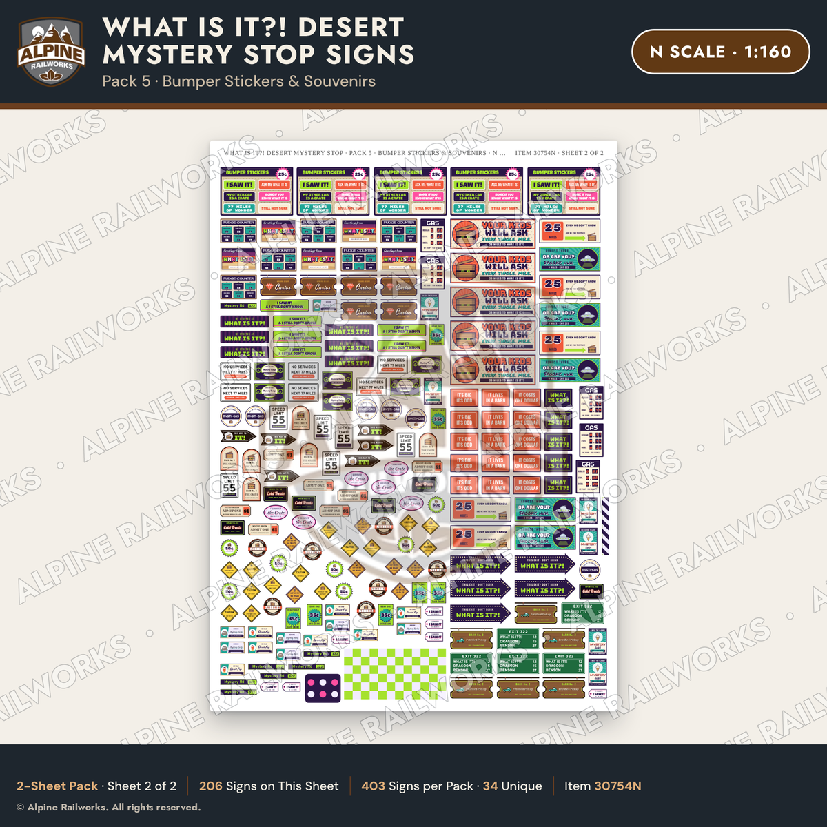 Alpine Railworks 30754N N Scale Roadside Signs - Desert Mystery Stop