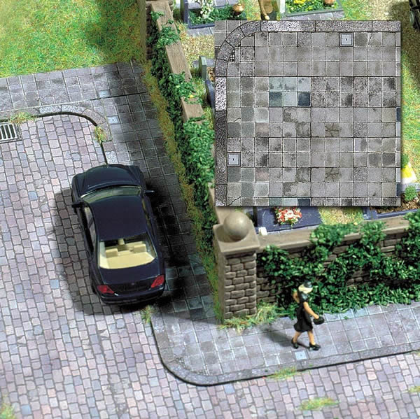 Busch 7418 HO Scale Printed Surface Sheets pkg(2) Sidewalk Plate