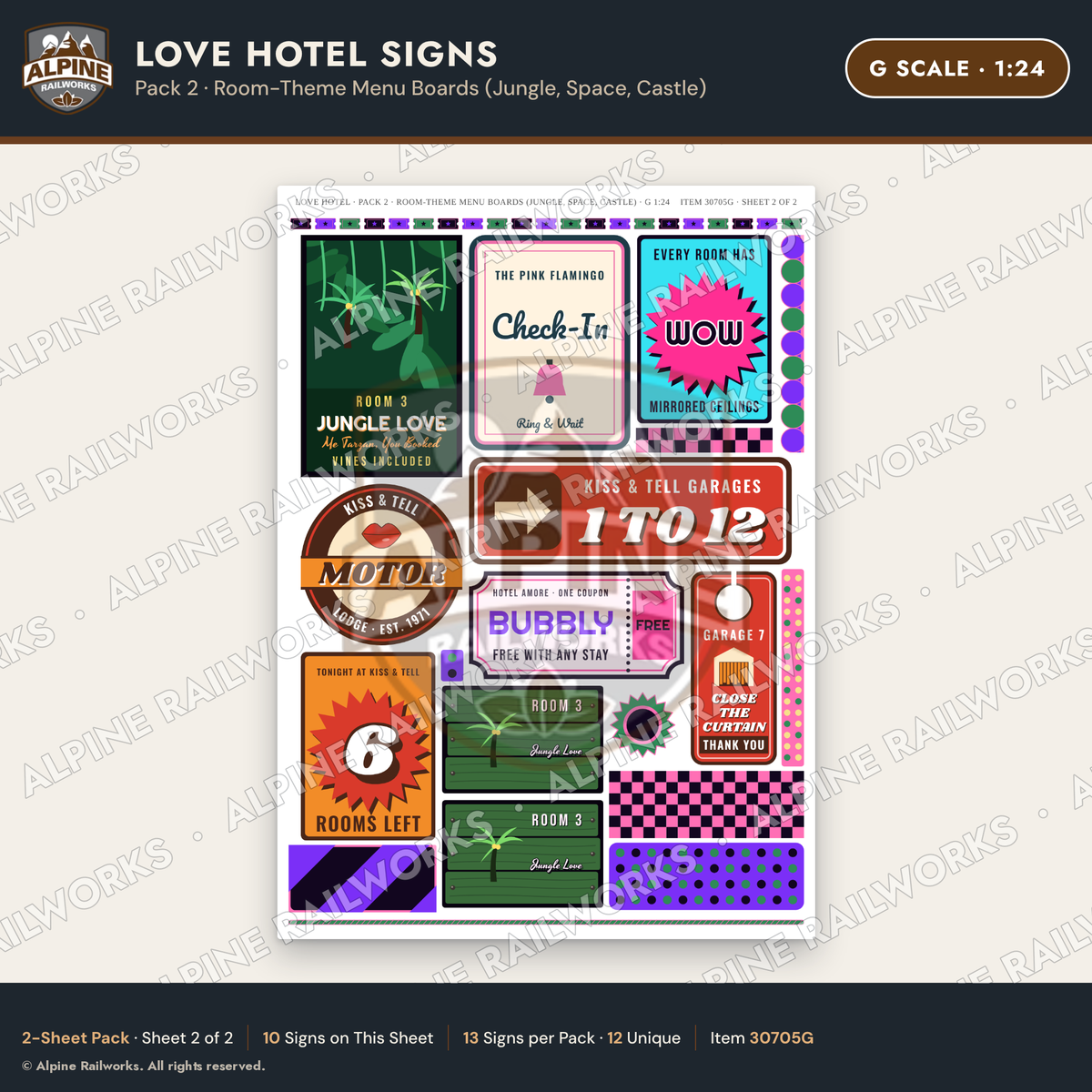 Alpine Railworks 30705G G Scale Love Hotel Signs